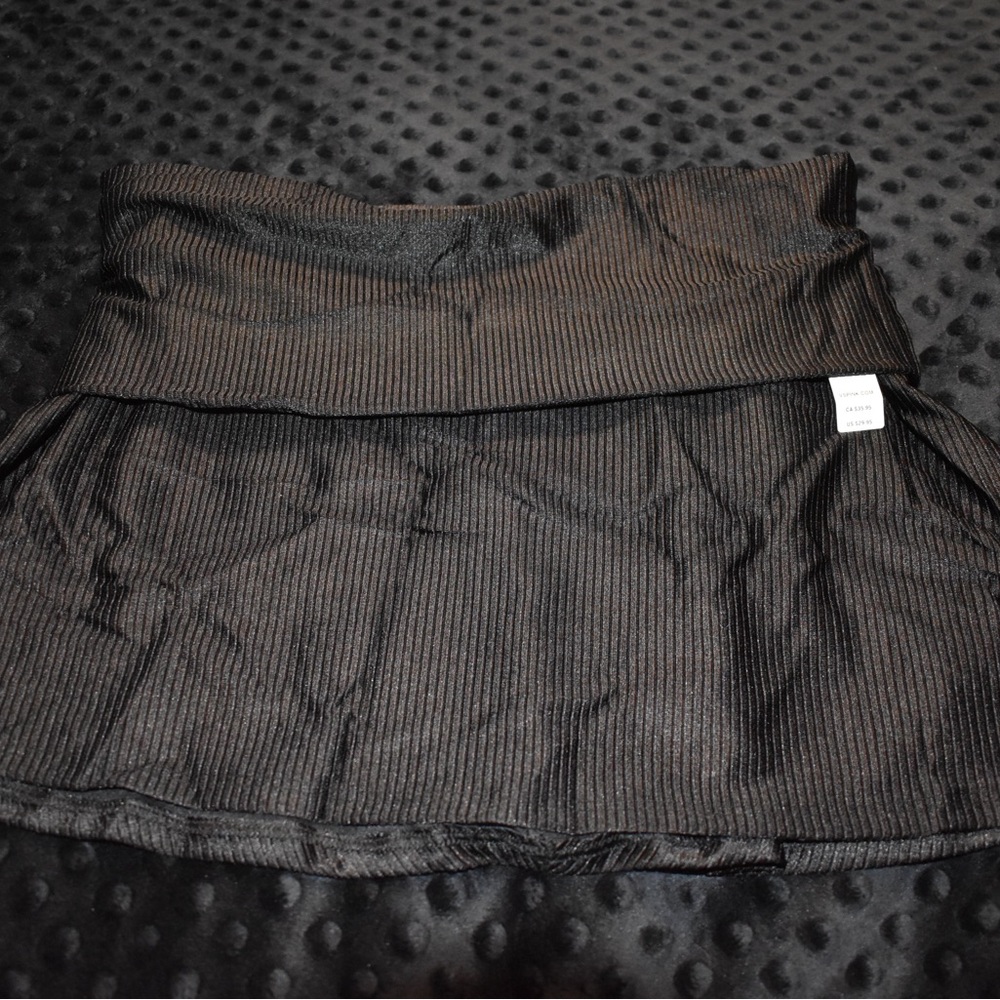 PINK Victoria's Secret Black Ribbed Swim Skirt Coverup Size Medium